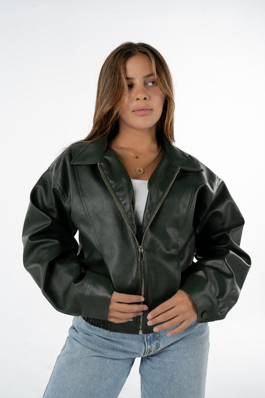 Olive Leather Jacket