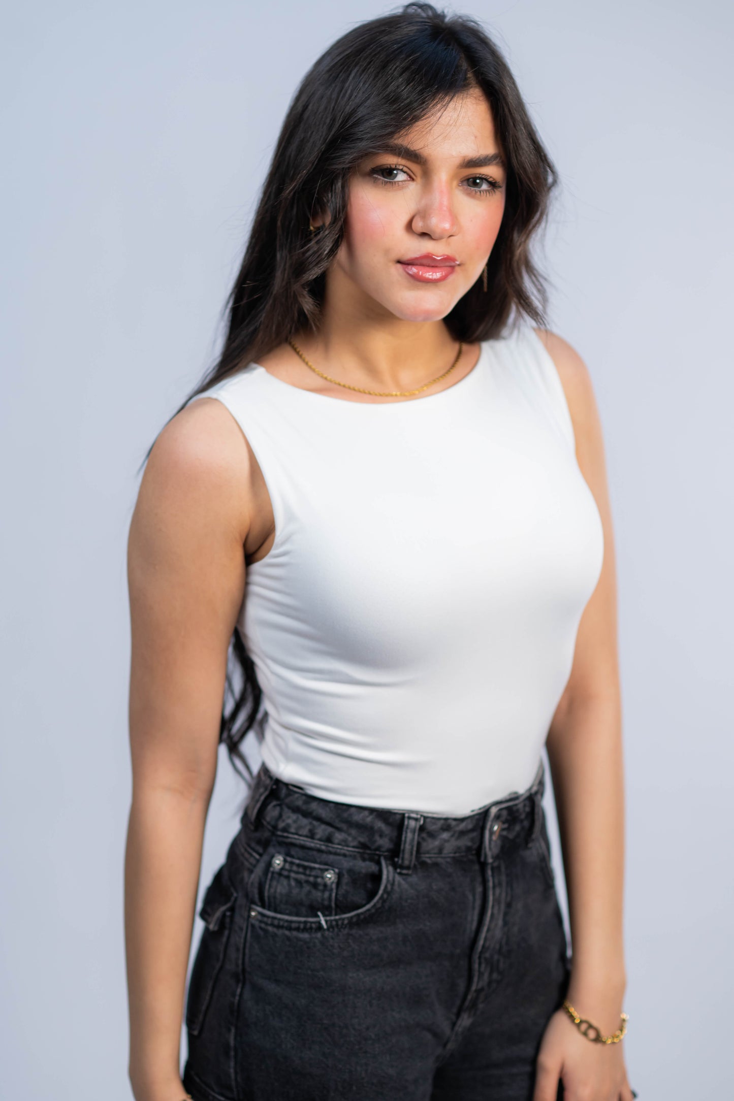 Cotton-Cut Sleeve Basic Top