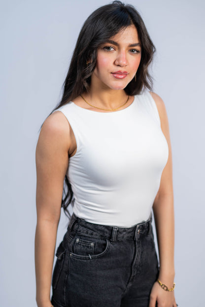 Cotton-Cut Sleeve Basic Top