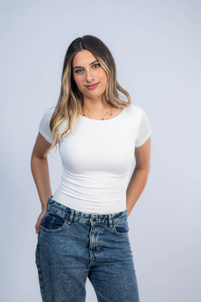 Cotton-Short Sleeve Basic Top