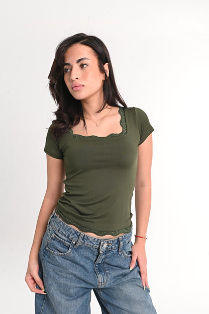 Tank Short Sleeve Lace Top