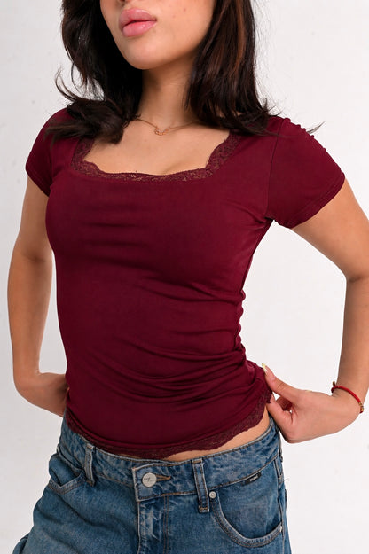 Tank Short Sleeve Lace Top