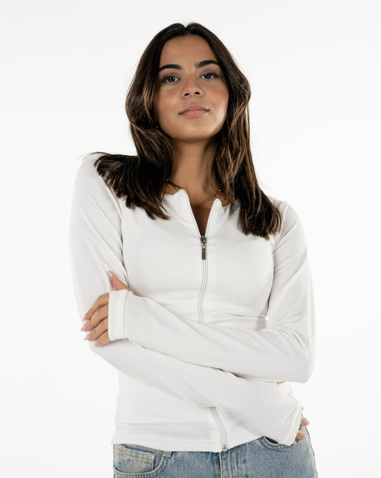 Full Zipper Long Sleeve Top
