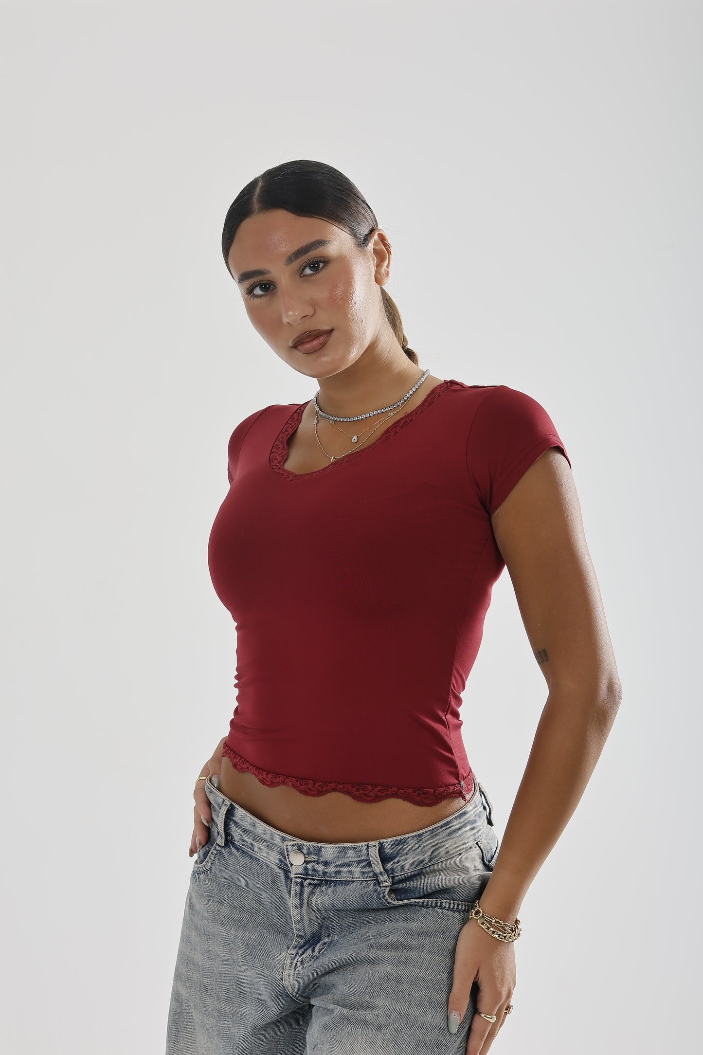 V-Neck Lace Top