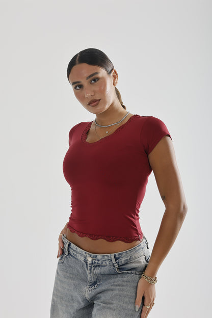 V-Neck Lace Top