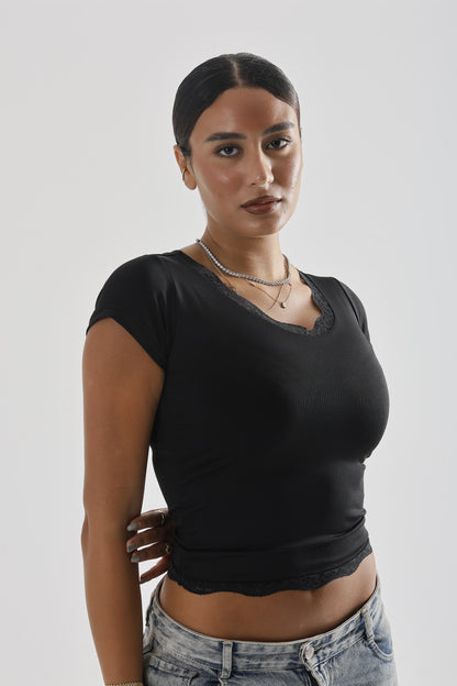 V-Neck Lace Top