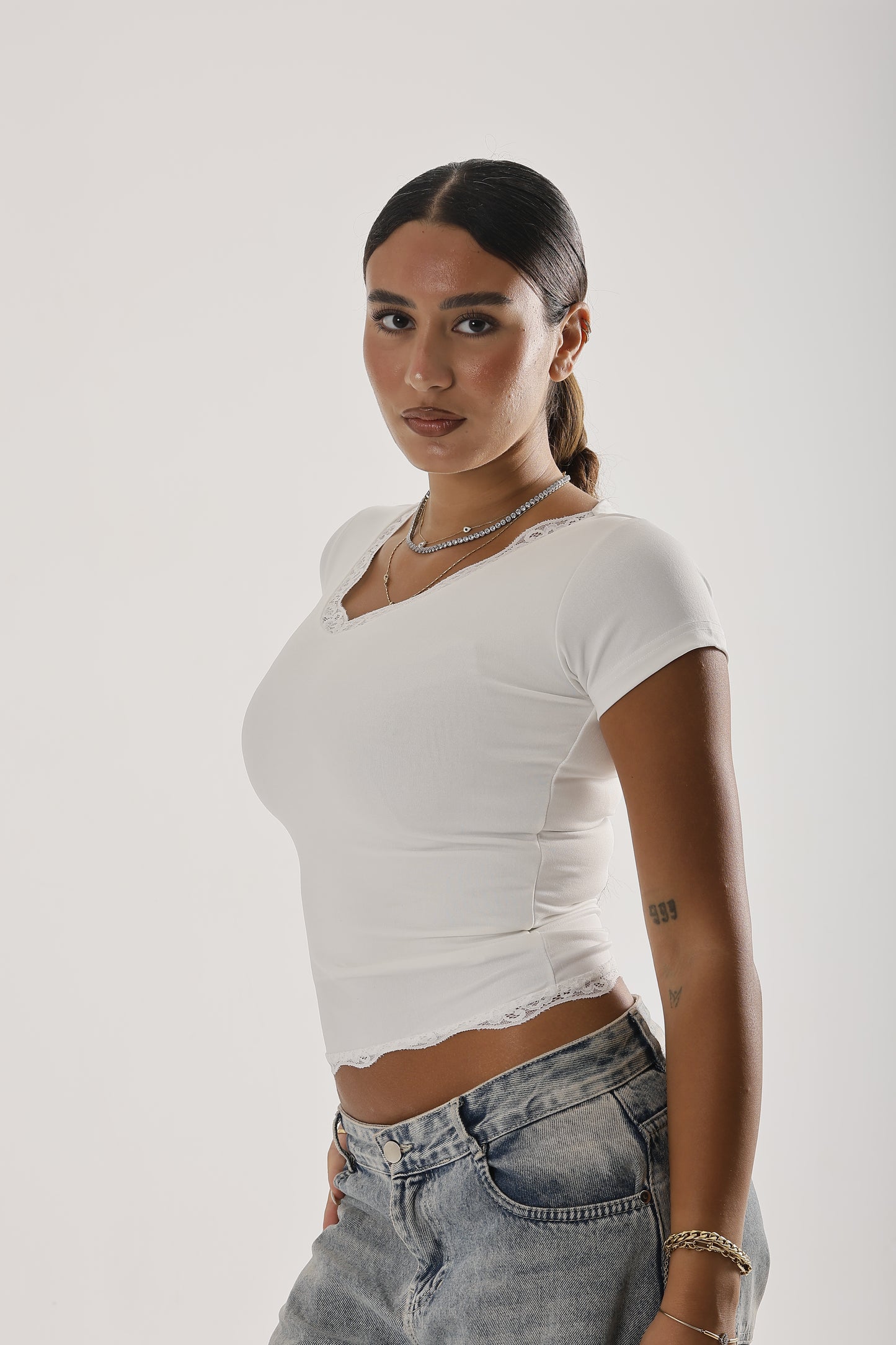 V-Neck Lace Top