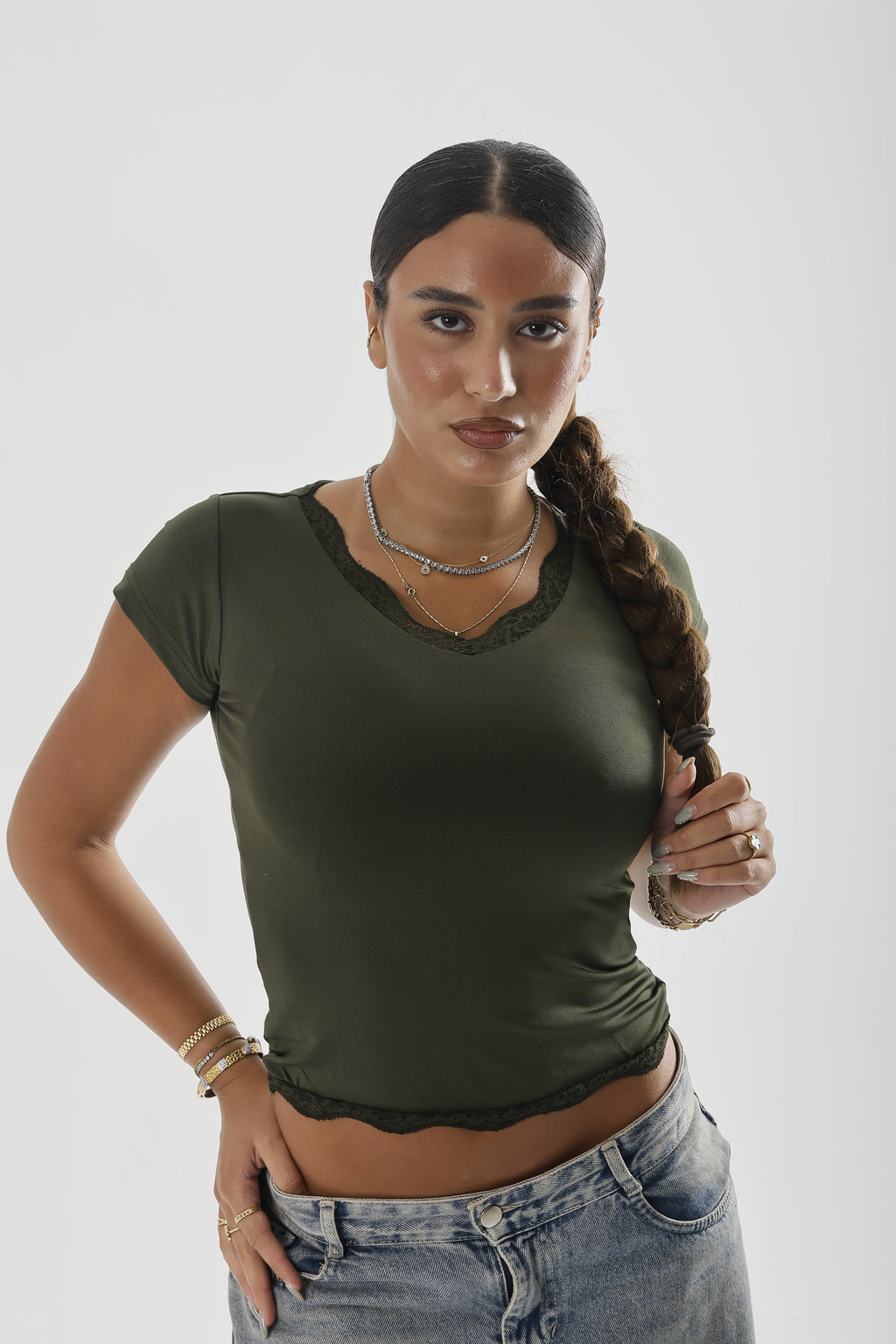 V-Neck Lace Top