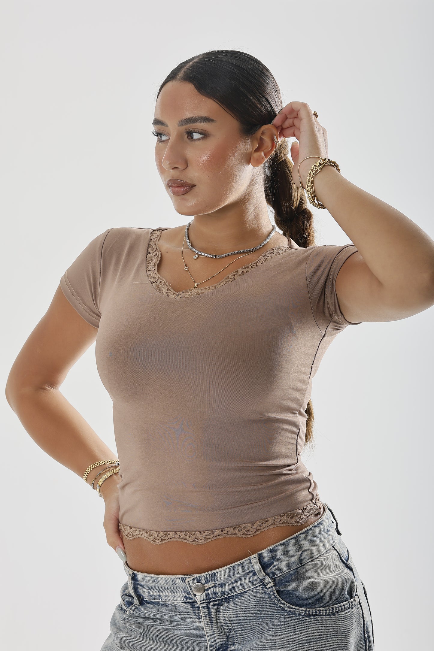 V-Neck Lace Top