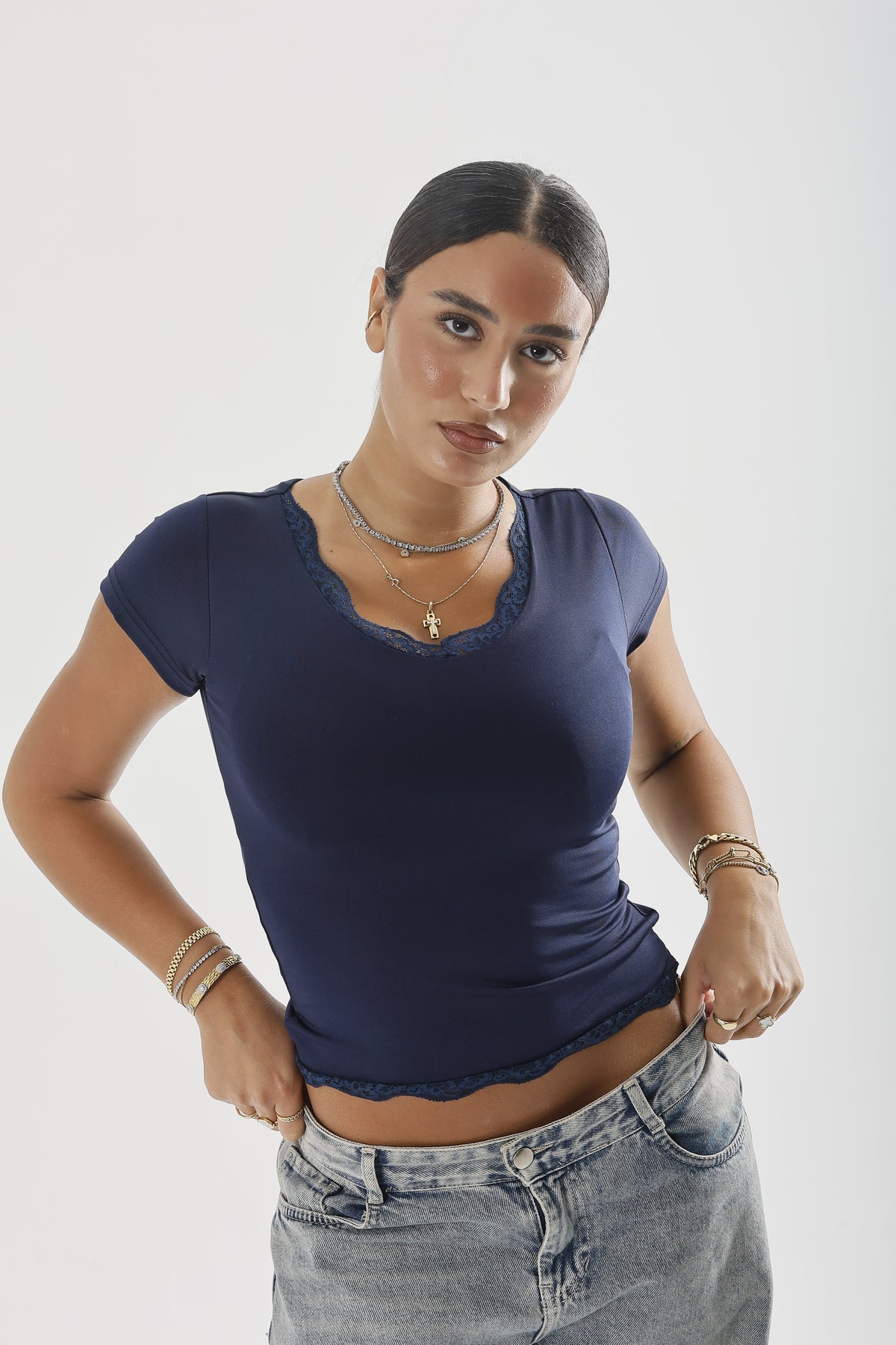 V-Neck Lace Top