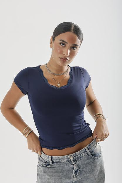 V-Neck Lace Top